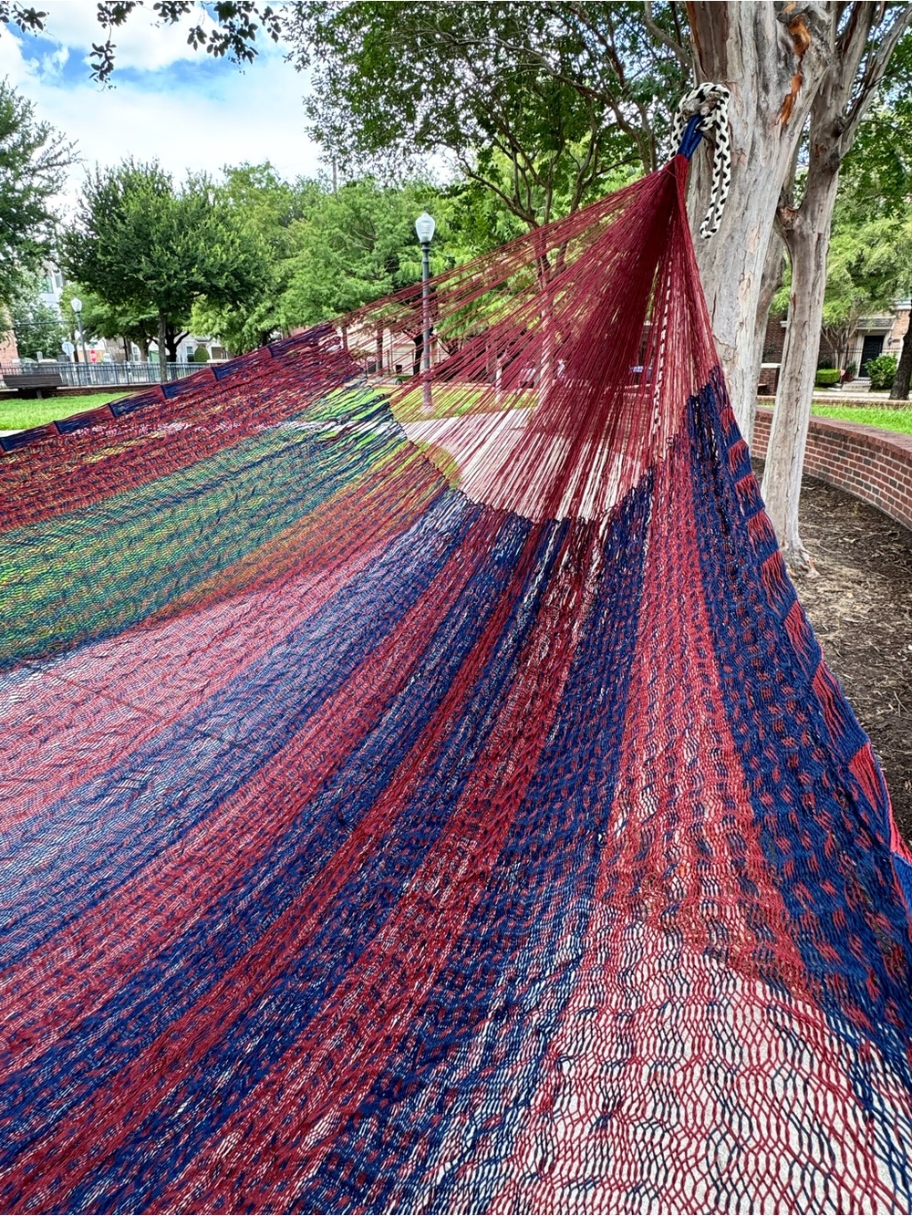Handwoven Striped Cotton Hammock in Red & Navy